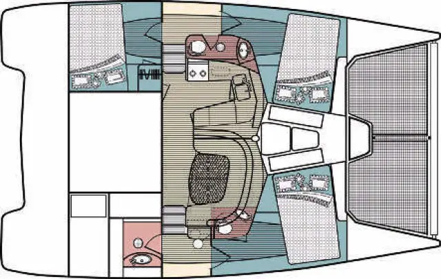 Used Sail Catamaran for Sale 1999 Leopard 3800 Layout & Accommodations